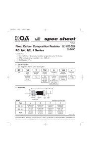 Fixed Carbon Composition Resistor RC 1/4, 1/2, 1 Series