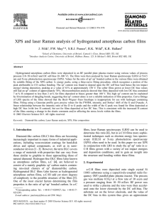 XPS and laser Raman analysis of hydrogenated amorphous carbon