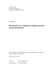 Introduction of a segment-to-segment penalty contact formulation