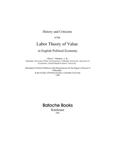 History and Criticism of the Labor Theory of Value in English