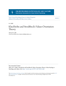 Kluckhohn and Strodtbeck`s Values Orientation Theory