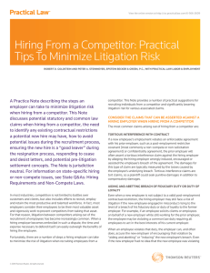 Hiring From a Competitor: Practical Tips To Minimize Litigation Risk