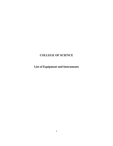 Equipment List - College of Science, KNUST