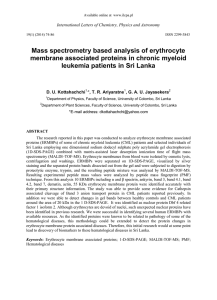 Mass spectrometry based analysis of erythrocyte membrane