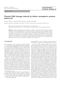 Plasmid DNA damage induced by helium atmospheric
