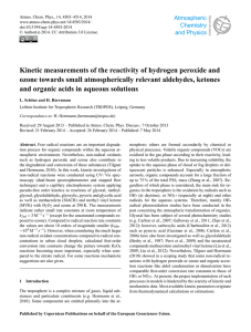 Kinetic measurements of the reactivity of hydrogen peroxide and