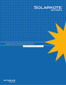 Solarkote ® Applications Development Manual