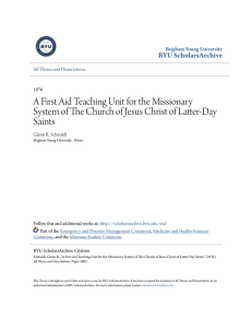 A First Aid Teaching Unit for the Missionary System of The Church of