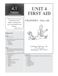 First Aid - Lutheran Pioneers