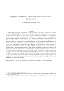 Improved Efficiency for Revocation Schemes via Newton Interpolation