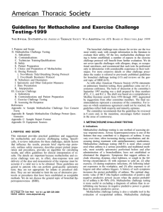 Guidelines for Methacholine and Exercise Challenge Testing