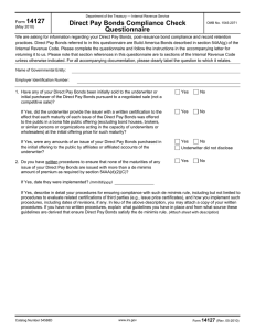 Direct Pay Bonds Compliance Check Questionnaire