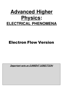 Advanced Higher Physics: ELECTRICAL PHENOMENA