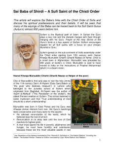 Sai Baba of Shirdi – A Sufi Saint of the Chisti Order