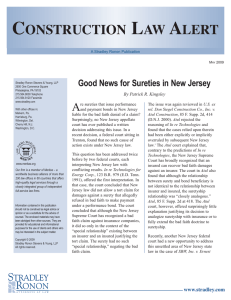 Good News for Sureties in New Jersey