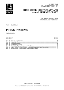 Piping Systems - Rules and standards