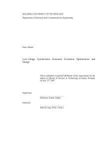 Low-voltage Synchronous Generator Excitation Optimization and