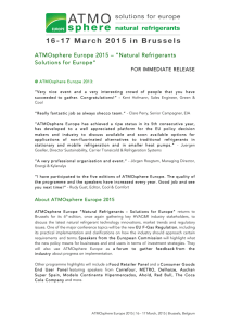 ATMOsphere Europe 2015 – “Natural Refrigerants Solutions for