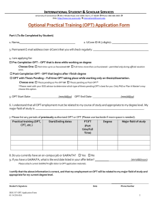 Optional Practical Training (OPT) Application Form