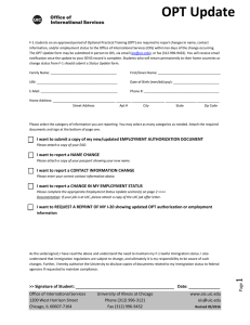Optional Practical Training (OPT) Update Form