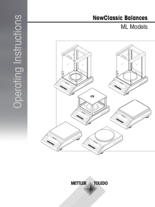 Operating Instructions, NewClassic Balances, ML Models