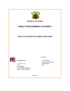 13th Update of Common User Items - the Ghana Public Procurement