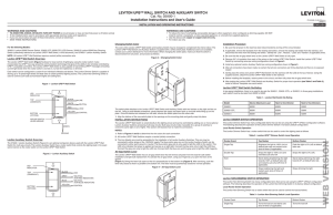 Leviton UPB™ Wall Switch and Auxiliary Switch