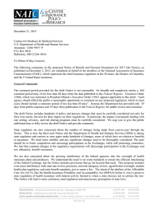comment letter - National Association of Insurance Commissioners