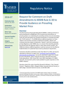 Request for Comment on Draft Amendments to MSRB Rule G