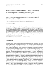Readiness of Adults to Learn Using E-learning, M