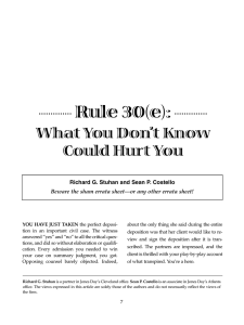 Rule 30(e): What You Don`t Know Could Hurt You