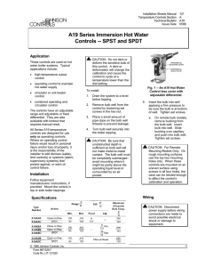 A19 Series Immersion Hot Water Controls -