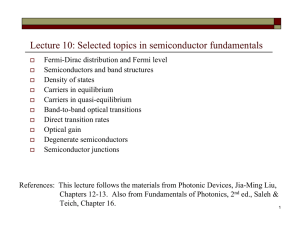 Lecture 10: Selected topics in semiconductor fundamentals