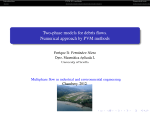 Two-phase models for debris flows. Numerical approach by PVM