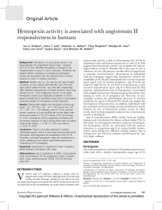 Hemopexin activity is associated with angiotensin II responsiveness