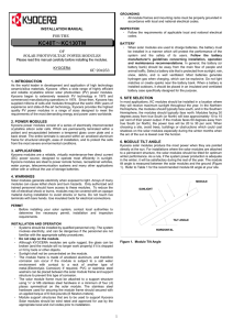 KYOCERA 85 Watt Panel Owners Manual