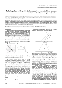 Modeling of switching effects in capacitive circuit with a vacuum