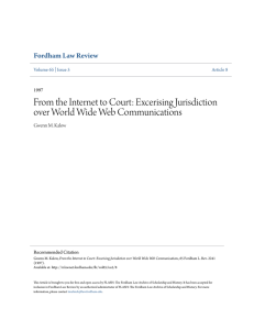 Excerising Jurisdiction over World Wide Web Communications