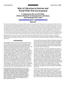 Role of Librarian in Internet and World Wide Web Environment