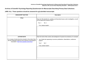 Archives of Scientific Psychology Reporting Questionnaire for