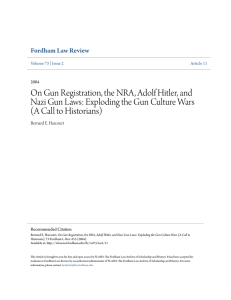 On Gun Registration, the NRA, Adolf Hitler, and Nazi Gun Laws