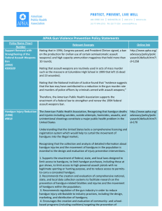 APHA Gun Violence Prevention Policy Statements