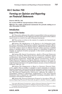 Forming an Opinion and Reporting on Financial Statements