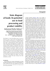 State diagram of foods: Its potential use in food