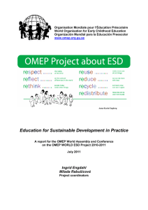 Report to OMEP World Assembly, Hong Kong, July 2011