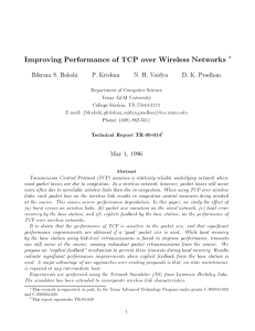 Improving Performance of TCP over Wireless Networks