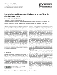 Precipitation classification at mid-latitudes in terms of drop size