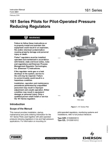 161 series pilots for pilot-Operated pressure reducing regulators