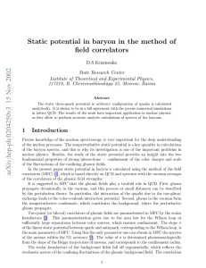 Static potential in baryon in the method of field correlators