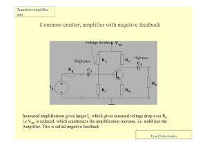 Common emitter, amplifier with negative feedback
